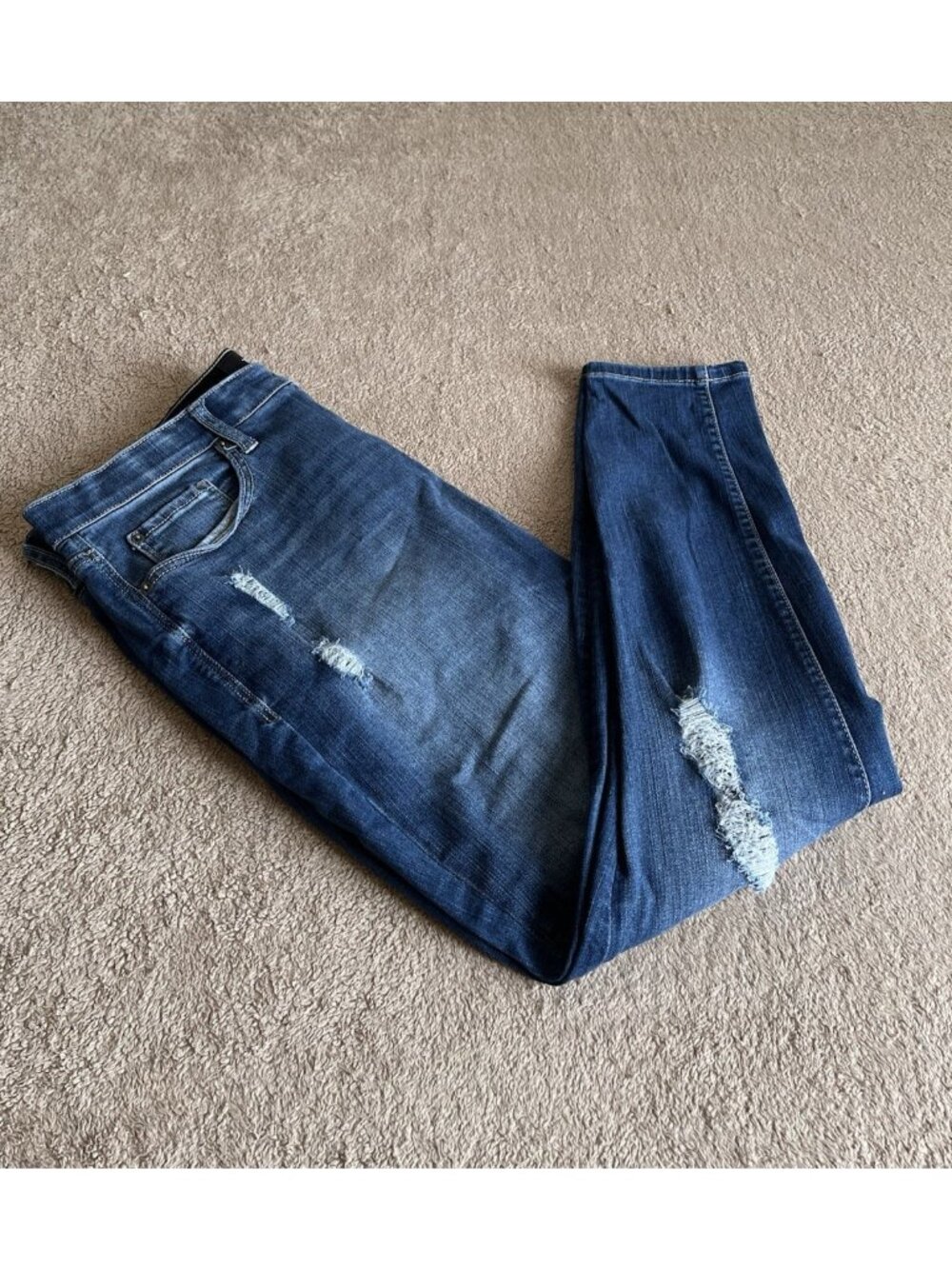 Torrid Womens Sky High Skinny Jeans 16R Stretch Lightly Distressed Blue Denim